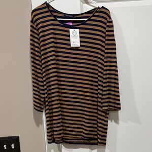 Nuggets Women's Long Sleeve Striped Top - Black and Brown
